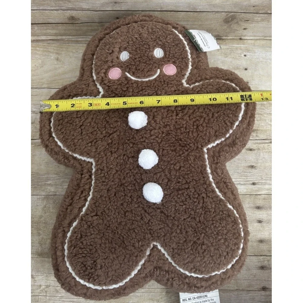 Kirklands‎ Gingerbread Man Shaped Pillow Christmas Seasonal Holiday Decor 18